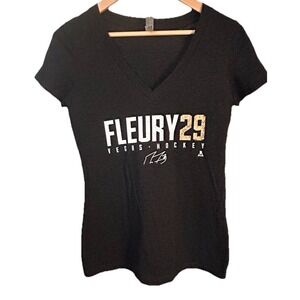 Marc-Andre Fleury Vegas Golden Knights Women's M Heather Gray V-Neck T-Shirt 417